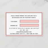 Carte De Référencement Logo féminin | Rose | professionnel chic (Dos)