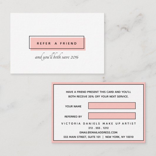 Carte De Référencement Logo féminin | Rose | professionnel chic (Devant / Derrière)