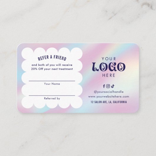 Carte De Référencement Logo Holographique Moderne Rétro Référer Un Ami (Dos)