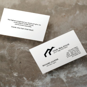 Carte De Référencement LOGO Maison noire agent immobilier professionnel