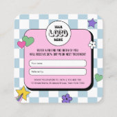 Carte De Référencement Logo Retro Super tendance Rose Bleu Référer un ami (Dos)