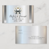 Carte De Référencement Lotus Blanc Professionnel Argent (Devant / Derrière)