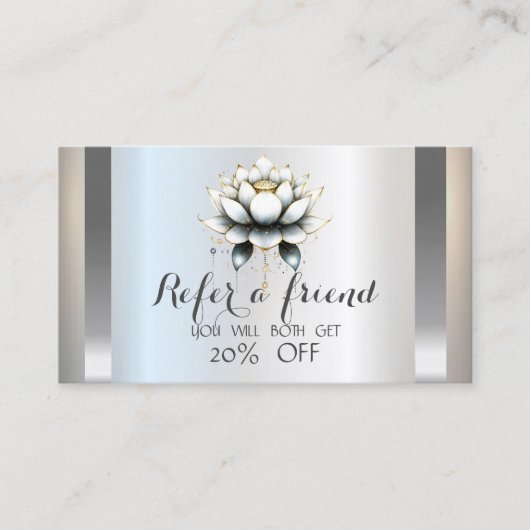 Carte De Référencement Lotus Blanc Professionnel Argent (Devant)