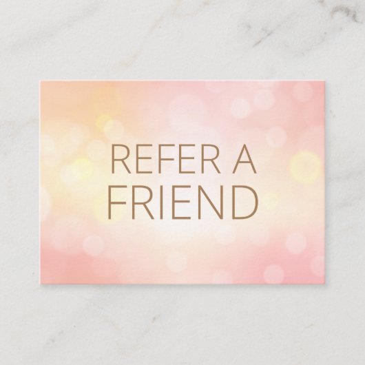 Carte De Référencement Luxe Blush PINK Bokeh Salon Spa client (Devant)