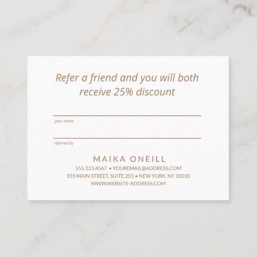 Carte De Référencement Luxe Blush PINK Bokeh Salon Spa client (Dos)