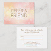 Carte De Référencement Luxe Blush PINK Bokeh Salon Spa client (Devant / Derrière)