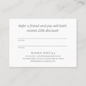 Carte De Référencement Luxe Silver Bokeh Salon Spa client (Dos)