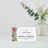 Carte De Référencement Magnifique logo floral corallien jaune bleu (Debout devant)