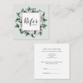 Carte De Référencement Magnolia et Eucalyptus cadre floral gris clair (Devant / Derrière)