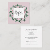 Carte De Référencement Magnolia et Eucalyptus cadre floral rose (Devant / Derrière)