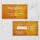 Carte De Référencement Mandala Orange Yoga Méditation Référer un ami (Devant / Derrière)