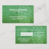 Carte De Référencement Mandala Yoga Méditation Vert Recommander un Ami (Devant / Derrière)