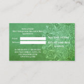 Carte De Référencement Mandala Yoga Méditation Vert Recommander un Ami (Dos)