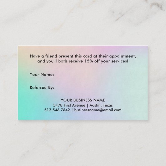 Carte De Référencement Manuscrit manuscrit moderne | olographe (Dos)