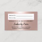 Carte De Référencement Maquillage Artiste Couronne Lashes Rose Gold (Dos)
