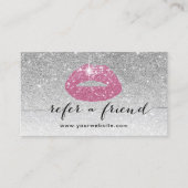 Carte De Référencement Maquillage Artiste Lèvres roses Argent Parties sci (Devant)