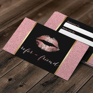 Carte De Référencement Maquillage Artiste Rose Gold Parties scintillant L