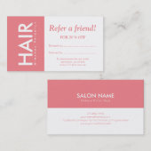 Carte De Référencement Maquillage de cheveux rose soleil blanc moderne Ré (Devant / Derrière)