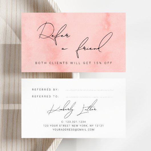 Carte De Référencement Maquillage et cheveux d'aquarelle rose vif moderne