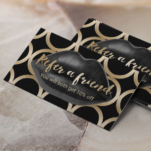 Carte De Référencement Maquilleur noir géométrique de lèvres de la car