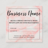 Carte De Référencement Marbre blanc Fille Rose tendance (Dos)