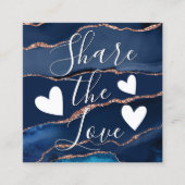 Carte De Référencement Marbre d'agate d'or Rose bleu marine (Devant)