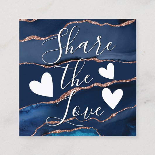 Carte De Référencement Marbre d'agate d'or Rose bleu marine (Devant)