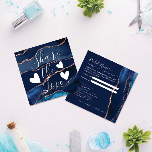 Carte De Référencement Marbre d'agate d'or Rose bleu marine