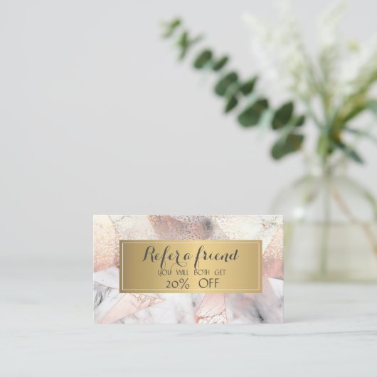 Carte De Référencement Marbre géométrique Rose or tendance (Debout devant)