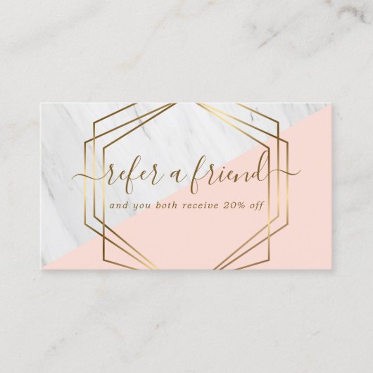 Carte De Référencement Marbre géométrique rose vif moderne (Devant)
