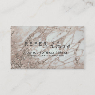 Carte De Référencement Marbre Glam Rose Rose Pink Or Argent Salon Parrain