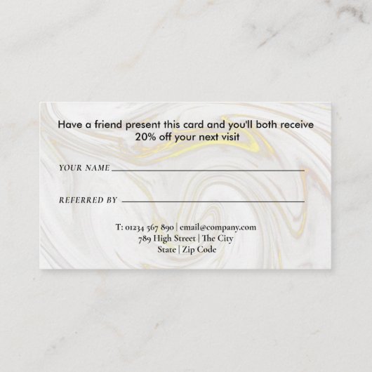 Carte De Référencement Marbre minimaliste moderne (Dos)