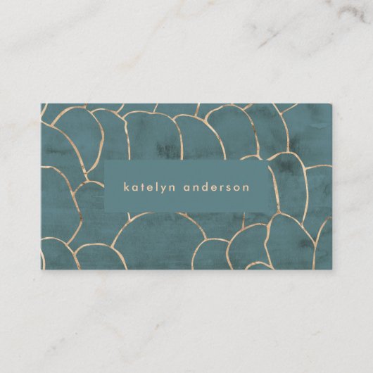 Carte De Référencement Marbre moderne Gold Gemstone Turquoise (Devant)