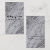 Carte De Référencement Marbre moderne tendance Silver Glam Référer un ami (Devant / Derrière)