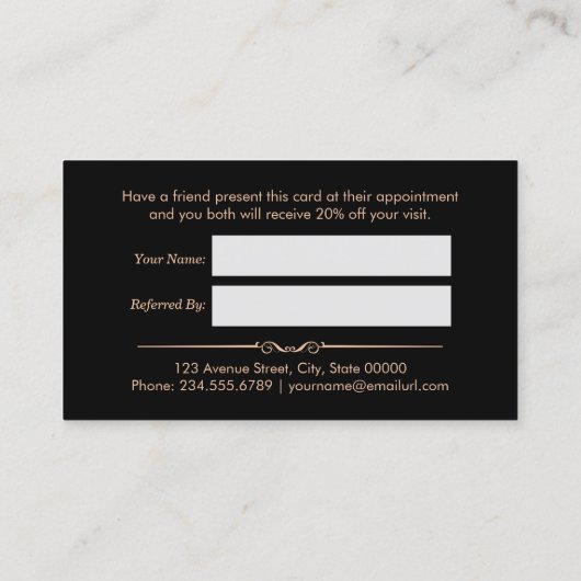 Carte De Référencement Marbre noir moderne recommander un ami aiguillage (Dos)