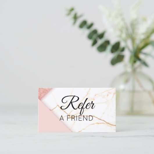 Carte De Référencement Marbre rose et or moderne recommander un ami (Debout devant)