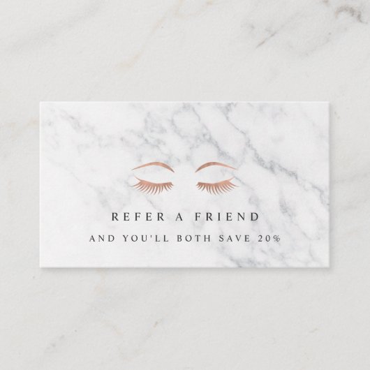 Carte De Référencement Marbre & Rose Gold Lashes & Brows Beauté (Devant)