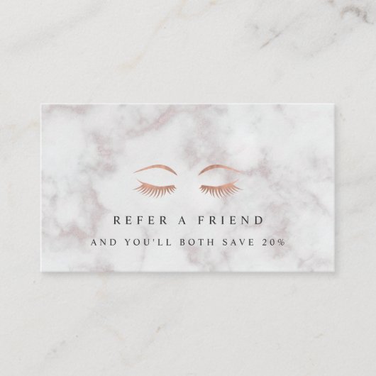 Carte De Référencement Marbre & Rose Gold Lashes & Brows Beauté (Devant)