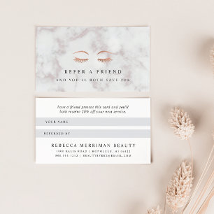 Carte De Référencement Marbre & Rose Gold Lashes & Brows Beauté