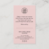 Carte De Référencement Massage Bien-être Spa Moderne Rose (Dos)