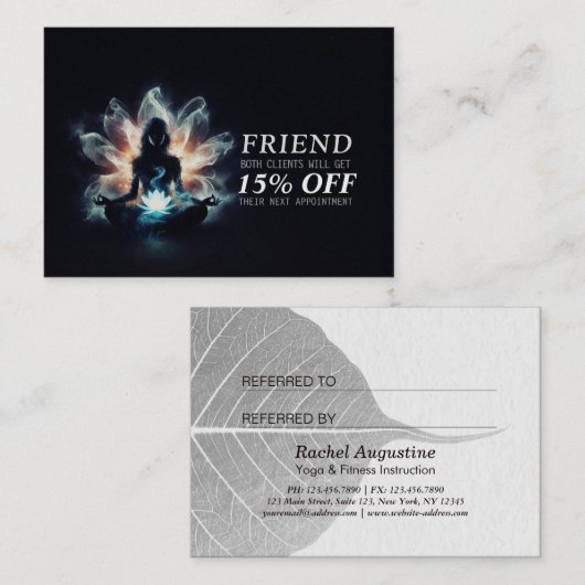 Carte De Référencement Méditation de l'instructeur de yoga Pose de la Mis (Devant / Derrière)