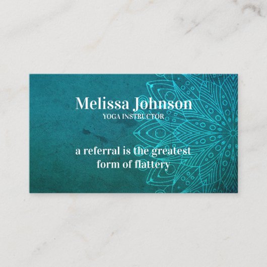 Carte De Référencement Méditation de Yoga bleu Mandala Référer un ami (Devant)