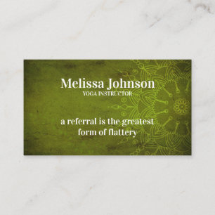 Carte De Référencement Méditation de Yoga vert foncé Mandala Référer un a