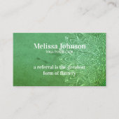 Carte De Référencement Méditation de Yoga vert Mandala Référer un ami (Devant)