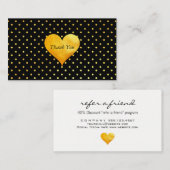 Carte De Référencement Merci de point de Polka Coeur d'or cutesy / Référe (Devant / Derrière)