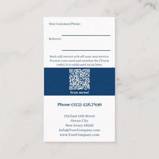 Carte De Référencement Merci d'image personnalisée Blue Café (Dos)