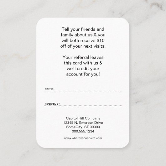 Carte De Référencement merci légers se réfèrent un programme d'ami (Dos)