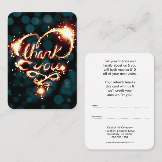 Carte De Référencement merci légers se réfèrent un programme d'ami (Devant / Derrière)