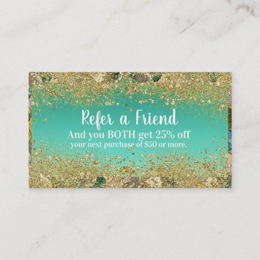 Carte De Référencement Mermaid Scales Gold Parties scintillant Référer un (Devant)