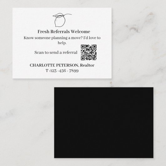Carte De Référencement Minimal Lemon Immobilier d'été (Devant / Derrière)